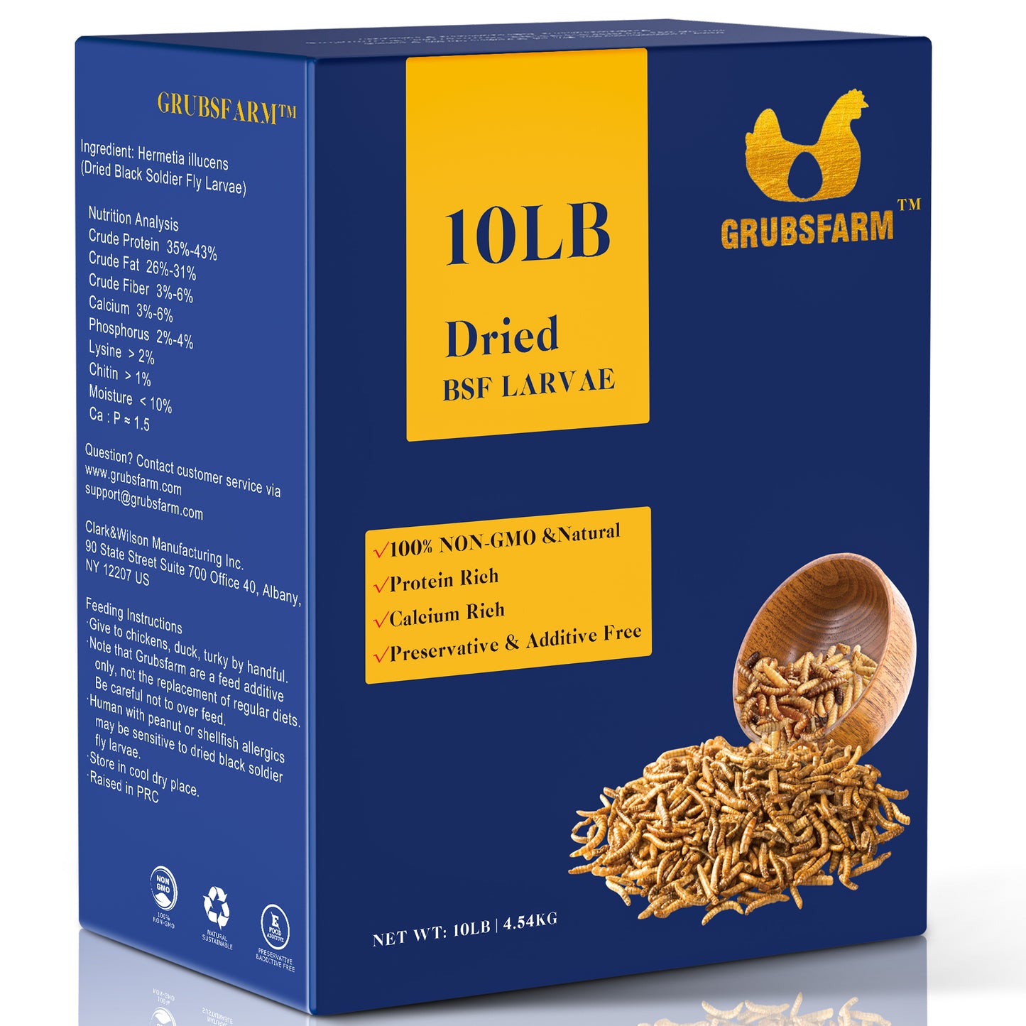 GRUBSFARM Dried Black Soldier Fly Larvae - ALL Natural - Non-GMO - Molting Supplement