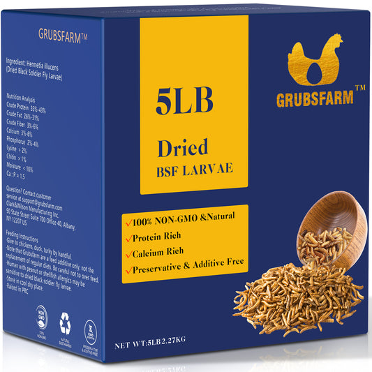 GRUBSFARM  Dried Black Soldier Fly Larvae - ALL Natural - Non-GMO - Molting Supplement