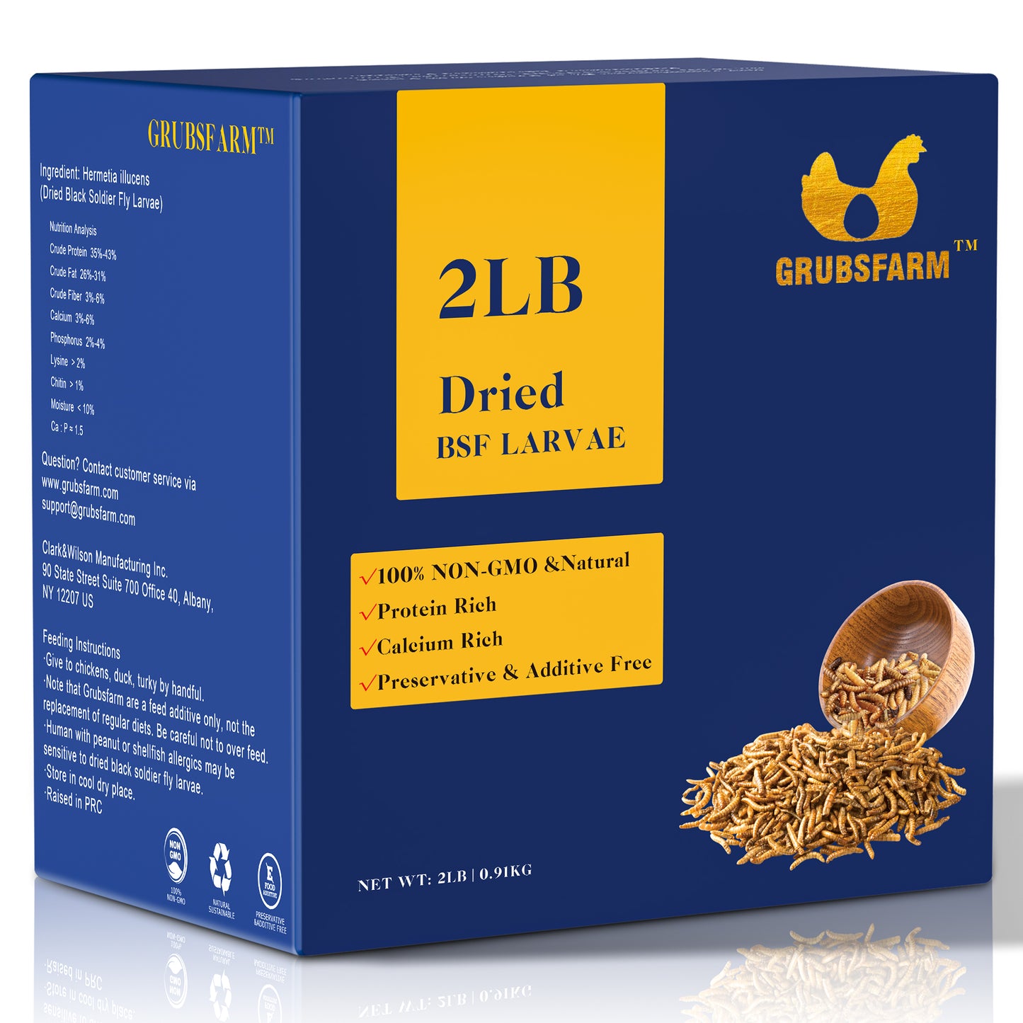 GRUBSFARM  Dried Black Soldier Fly Larvae - ALL Natural - Non-GMO - Molting Supplement