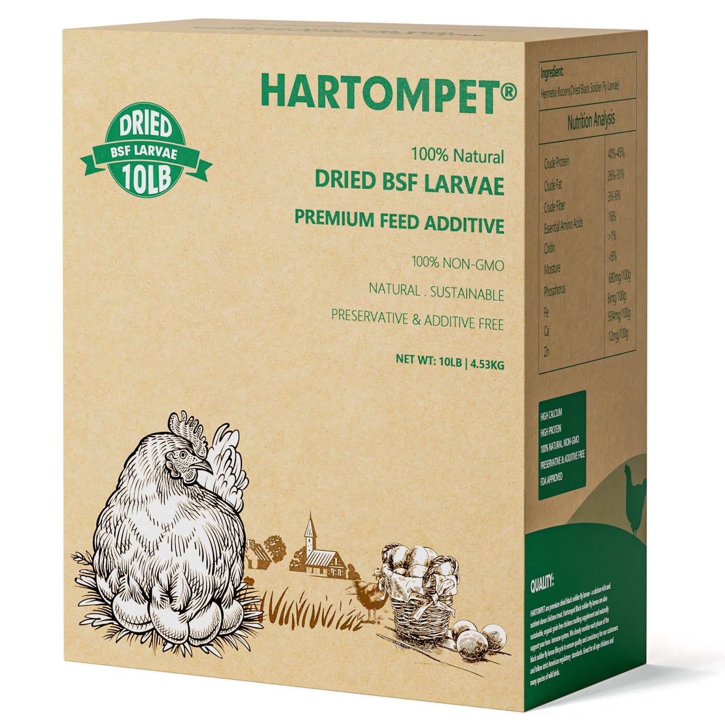 HARTOMPET Premium Dried Black Soldier Fly Larvae for Chickens, Non-GMO & High-Protein | Top Grade