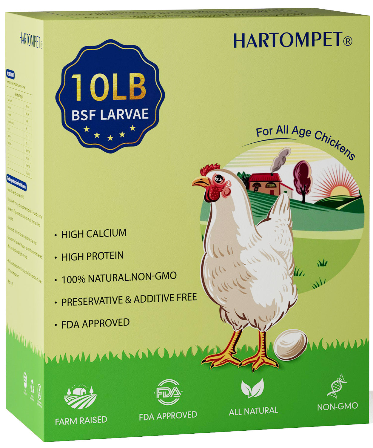 HARTOMPET Dried Black Soldier Fly Larvae, Non-GMO, Strong Egg Production and Health