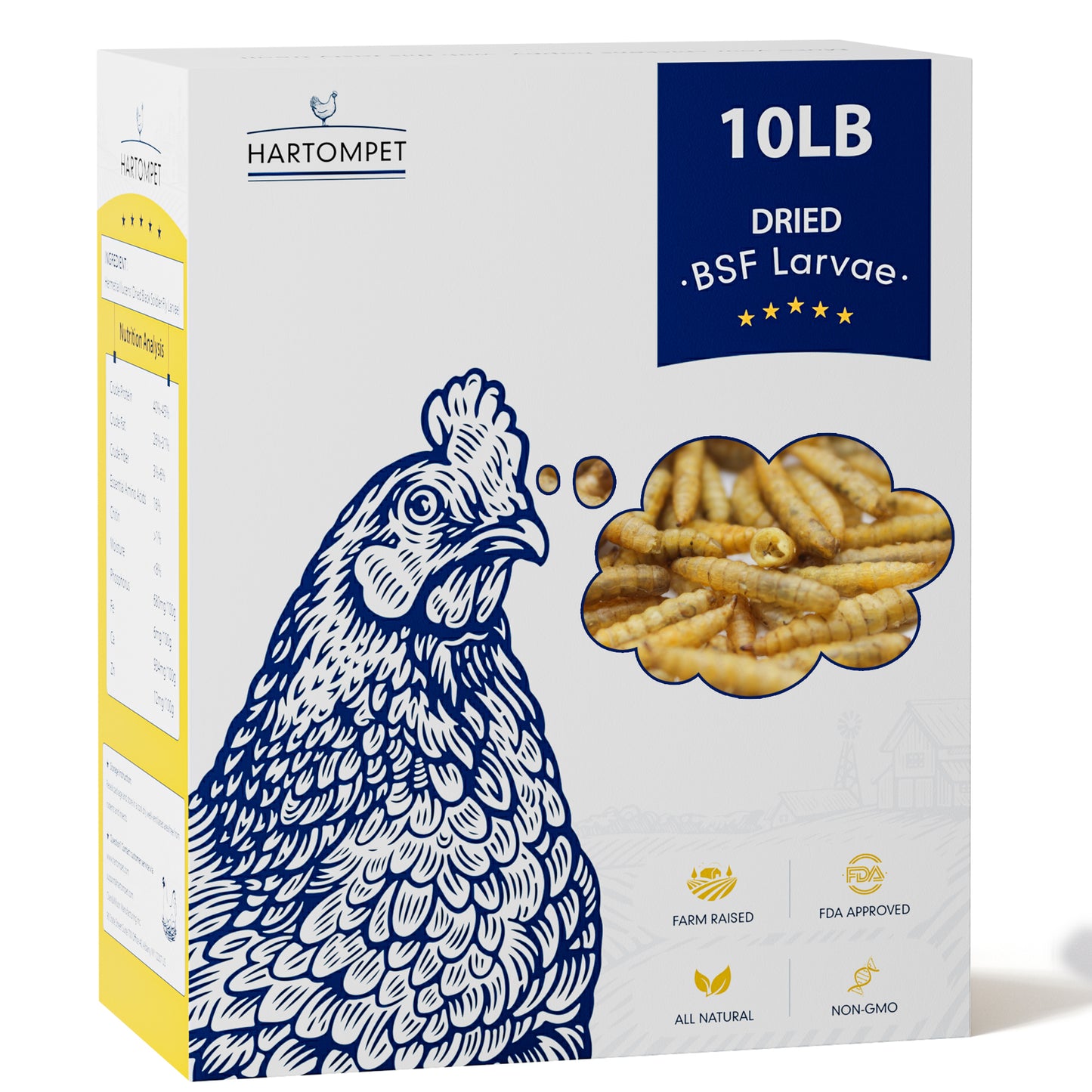 HARTOMPET Nutrient-Rich Dried Black Soldier Fly Larvae, 100% Natural, 85X More Calcium Than Mealworms