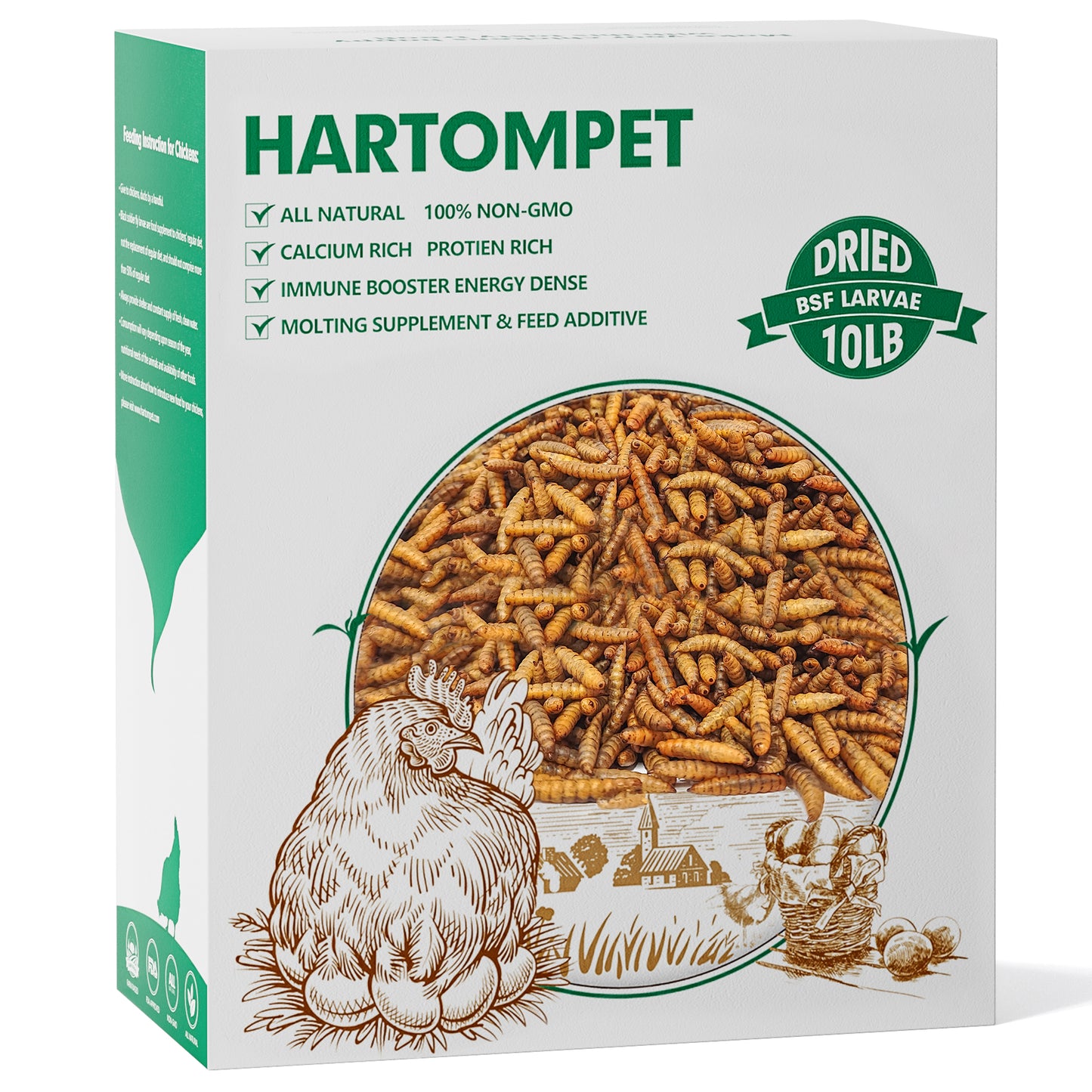 HARTOMPET Dried Black Soldier Fly Larvae - Non-GMO, 85X More Calcium Than Mealworms