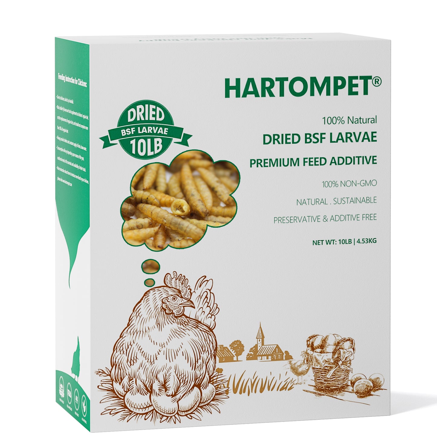 HARTOMPET Dried Black Soldier Fly Larvae - Non-GMO - All Natural