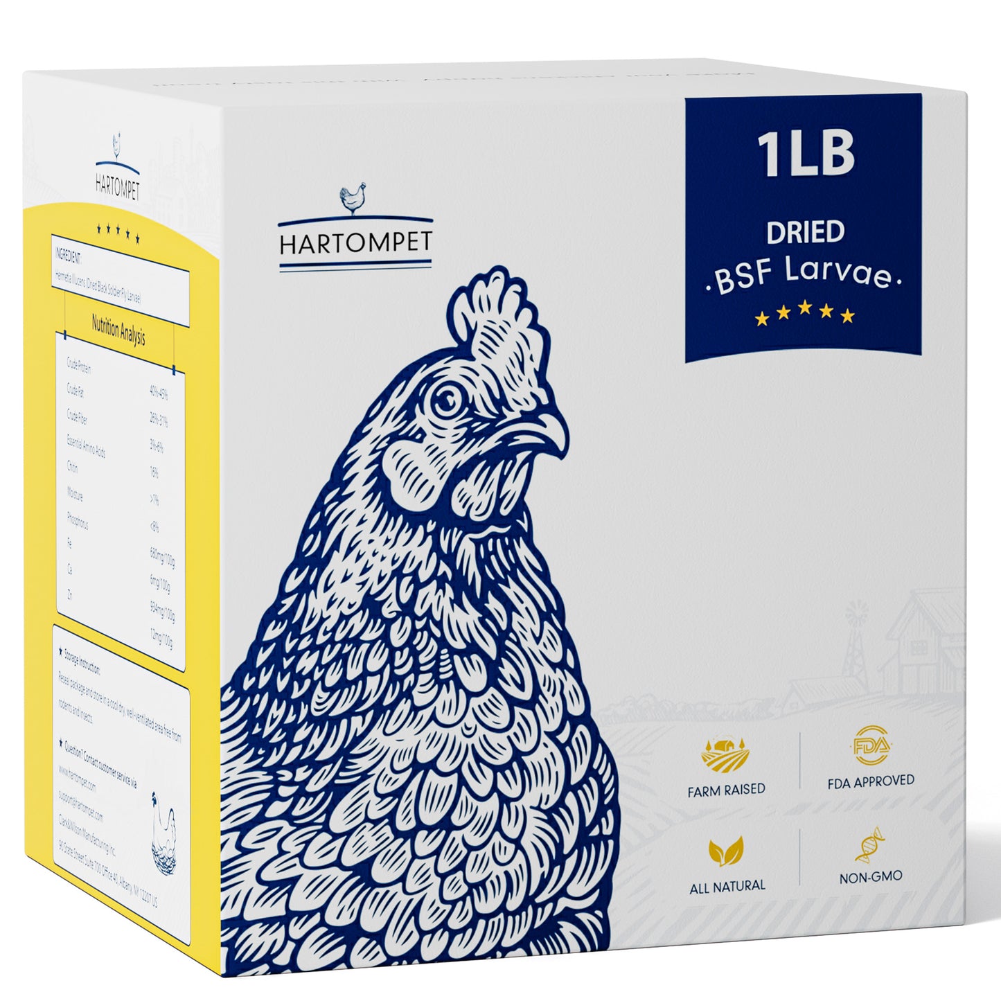 HARTOMPET Nutrient-Rich Dried Black Soldier Fly Larvae, 100% Natural, 85X More Calcium Than Mealworms
