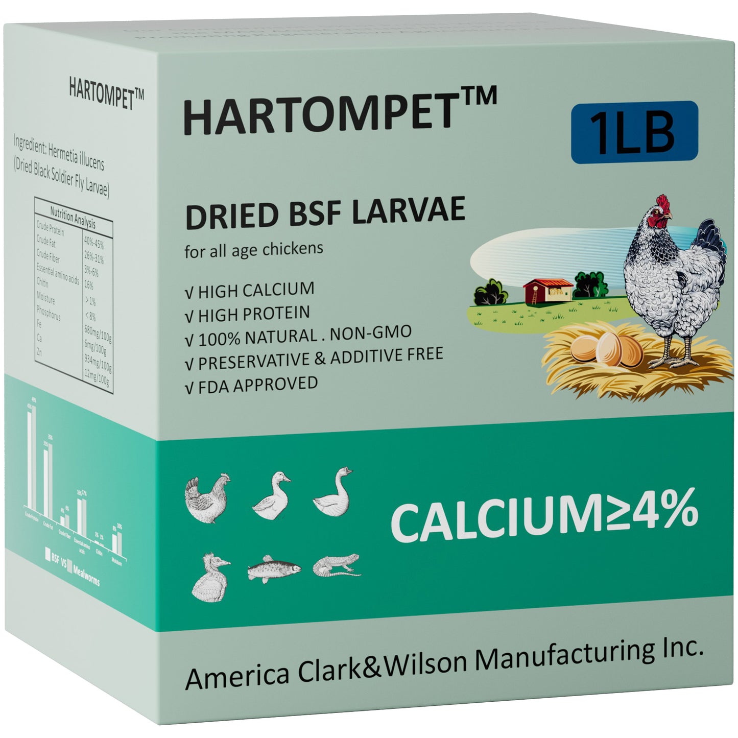 HARTOMPET Dried Black Soldier Fly Larvae - Non-GMO - All Natural