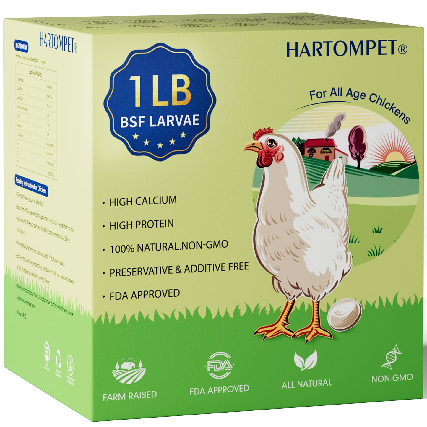 HARTOMPET Dried Black Soldier Fly Larvae, Non-GMO, Strong Egg Production and Health