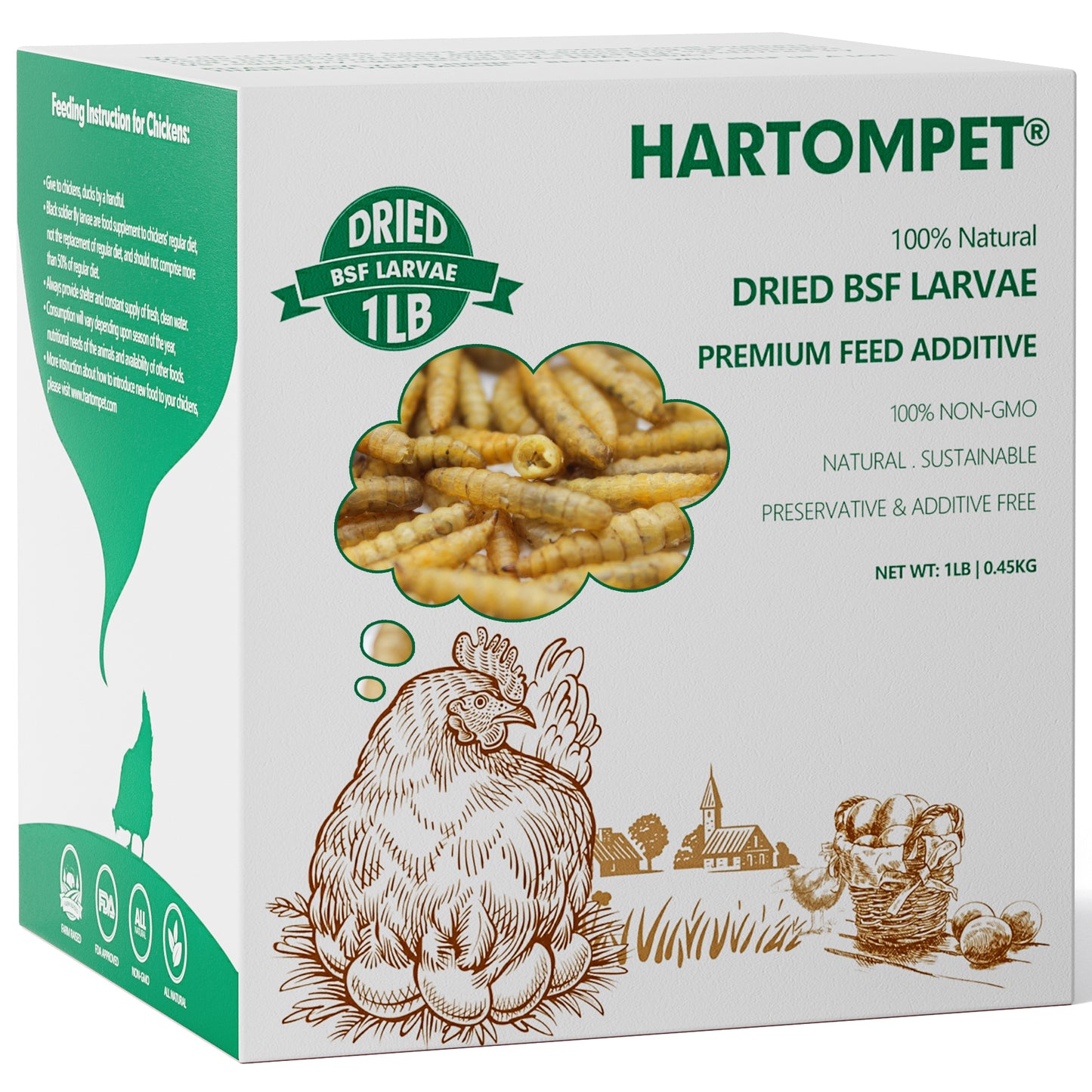 HARTOMPET Dried Black Soldier Fly Larvae - Non-GMO - All Natural
