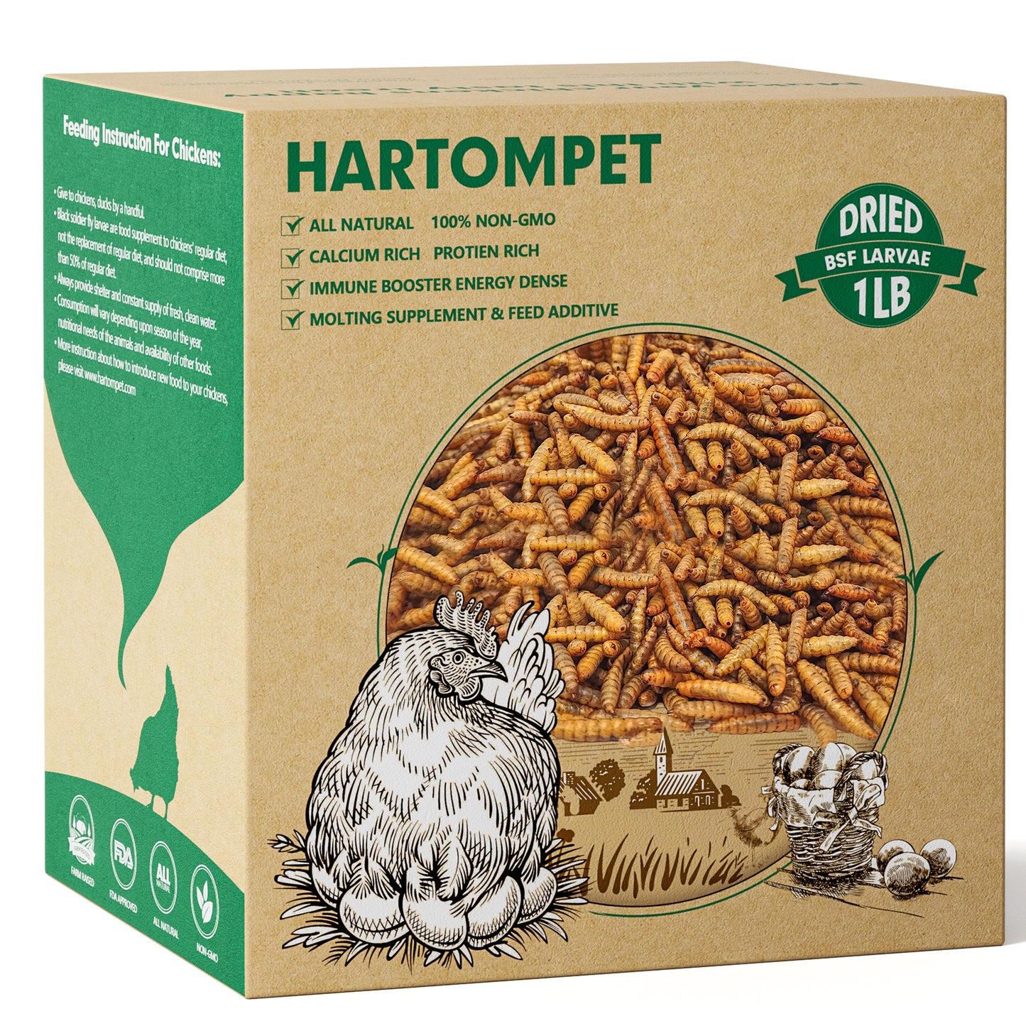 HARTOMPET Non-GMO Dried Black Soldier Fly Larvae | Top Grade BSF