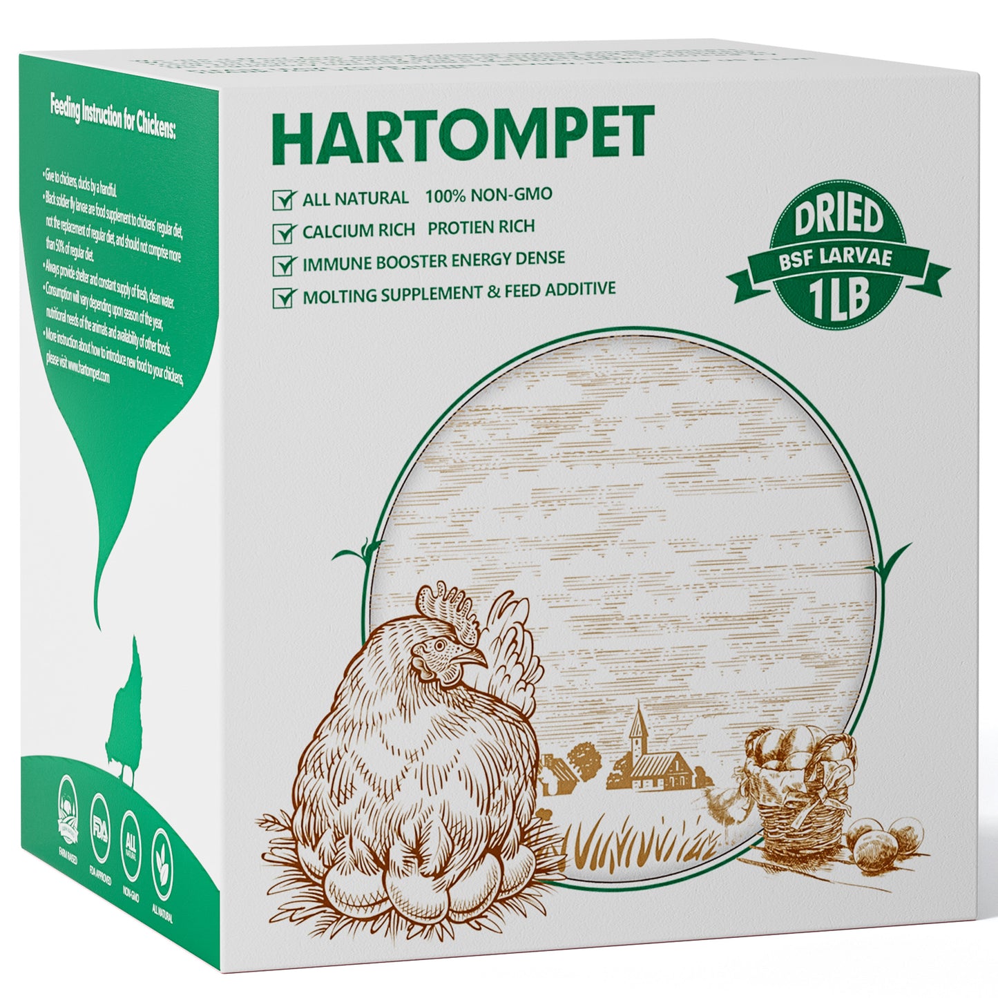 HARTOMPET Dried Black Soldier Fly Larvae - Non-GMO, 85X More Calcium Than Mealworms