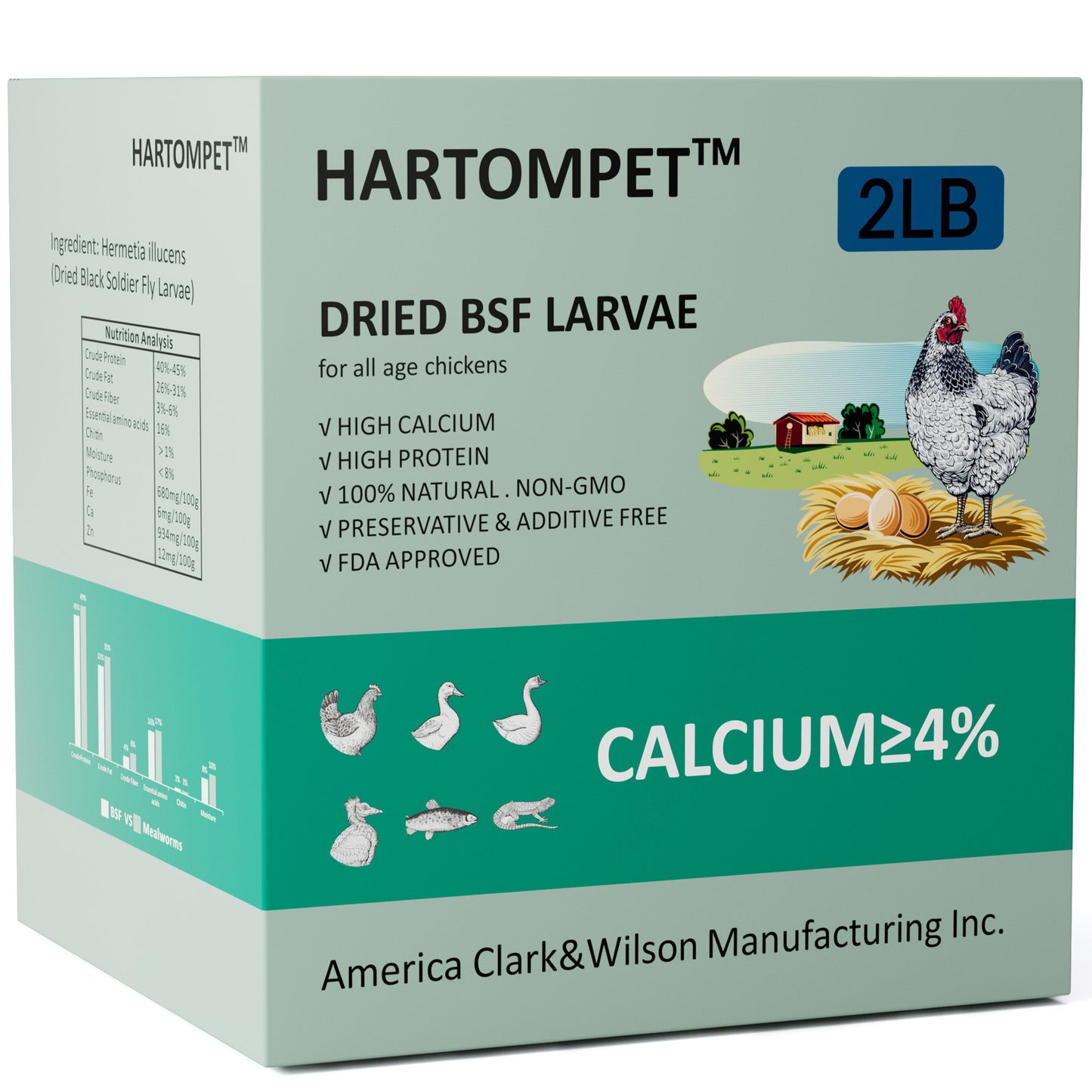 HARTOMPET Dried Black Soldier Fly Larvae - Non-GMO - All Natural