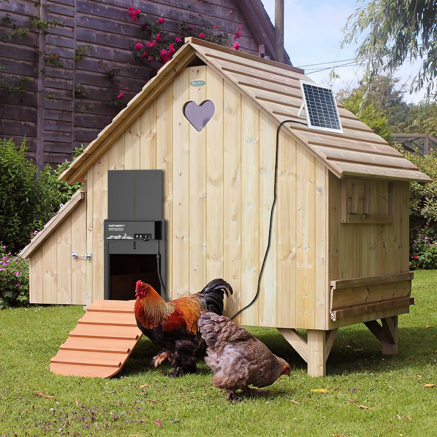 HARTOMPET Superior to Other Anti-Pinch Solutions - Automatic Chicken Coop Door - Programmable w/App - Battery/Solar Panel/Grid Operated - Electric Chicken Door Opener - Regulations Certified - E6