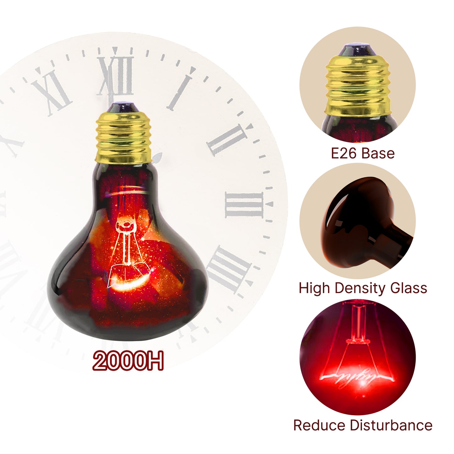 HARTOMPET Infrared Basking Spot Light Bulbs for Reptiles&Amphibians,Suitable for Bearded Dragons, Snakes, Turtles&Lizards, Red Heat Lamp Bulbs Ideal for Pet Brooders,Reptile Terrarium&Turtle Tank