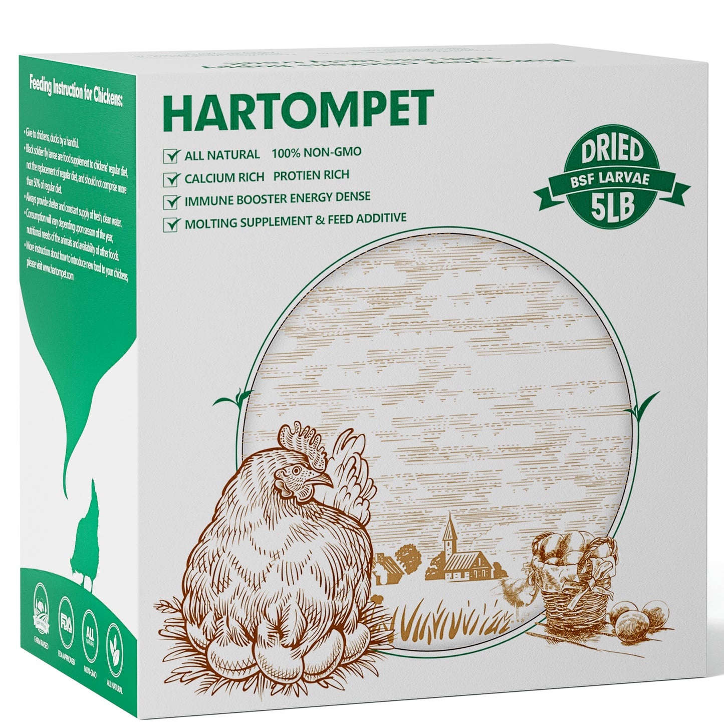 HARTOMPET Dried Black Soldier Fly Larvae - Non-GMO, 85X More Calcium Than Mealworms