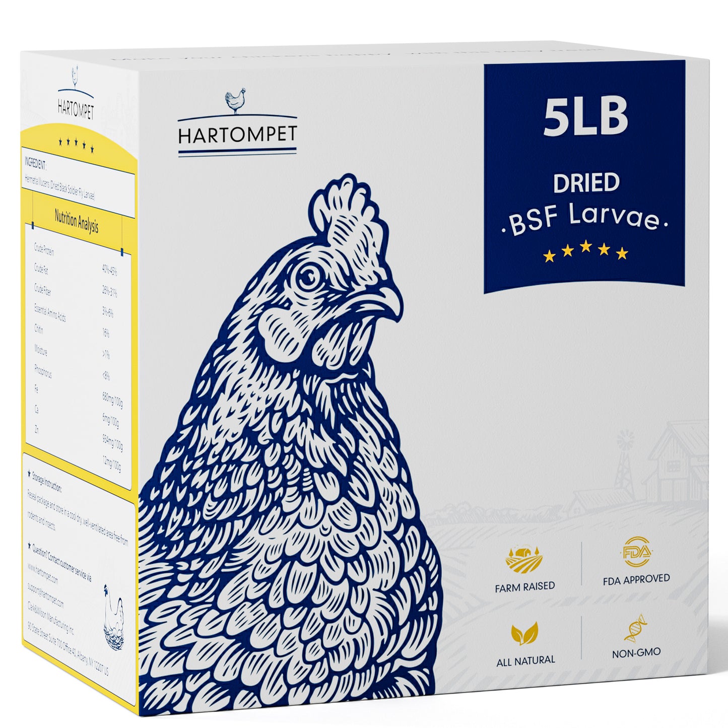HARTOMPET Nutrient-Rich Dried Black Soldier Fly Larvae, 100% Natural, 85X More Calcium Than Mealworms