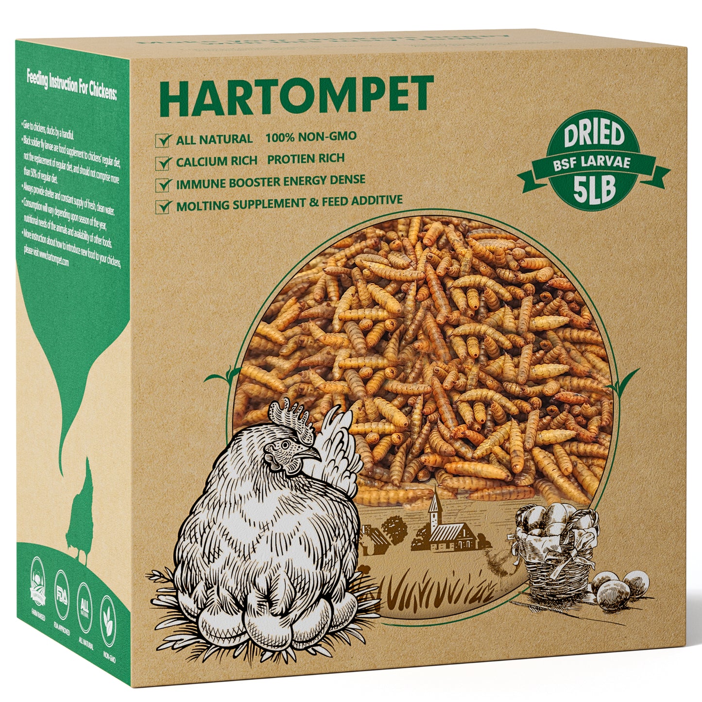 HARTOMPET Non-GMO Dried Black Soldier Fly Larvae | Top Grade BSF
