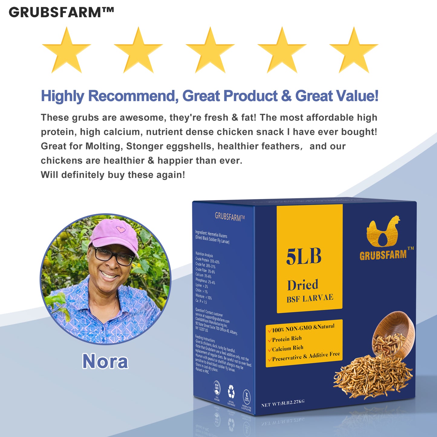 GRUBSFARM Dried Black Soldier Fly Larvae - ALL Natural - Non-GMO - Molting Supplement