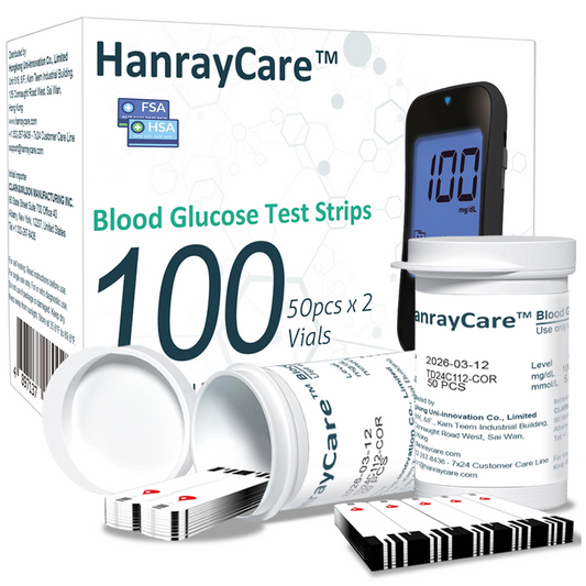 HanrayCare TD-4125 Blood Glucose Test Strips for Diabetes, 100 Count Blood Sugar Test Strips, Designed for Use with HanrayCare Glucose Monitoring System, Accurate Self-testing, No Coding Required