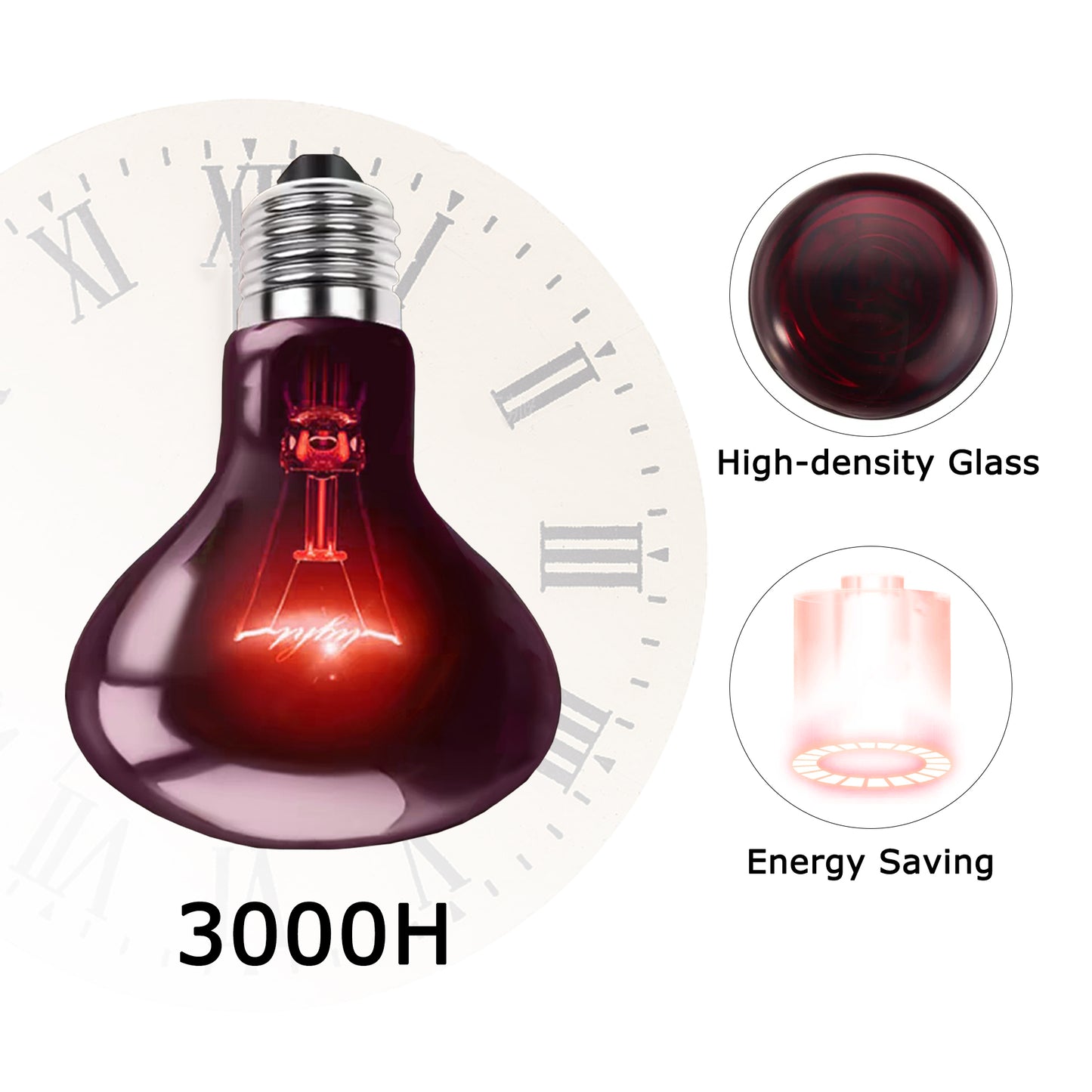 HARTOMPET Infrared Red Heat Lamp – Basking Spot Bulb for Reptiles, Bearded Dragons, Chameleons, Snakes & Lizards; Ideal Red Heat Emitter for Chickens Coop and Brooder Use, E26 Base | 2 Pack