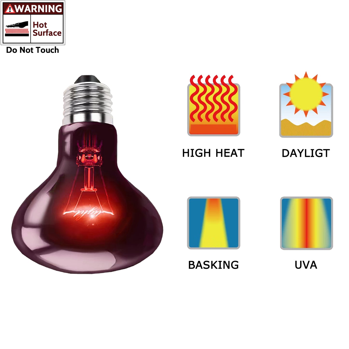 HARTOMPET Infrared Red Heat Lamp – Basking Spot Bulb for Reptiles, Bearded Dragons, Chameleons, Snakes & Lizards; Ideal Red Heat Emitter for Chickens Coop and Brooder Use, E26 Base | 2 Pack