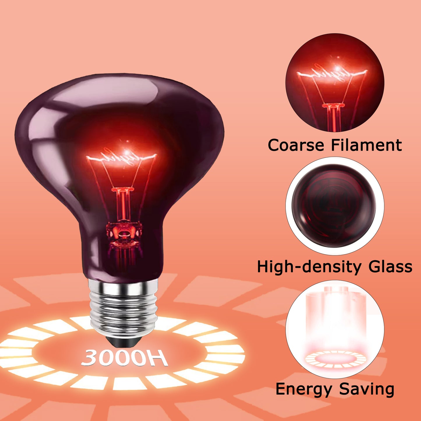 HARTOMPET Reptile Night Light Bulb - Simulated Moonlight & Purple Heat Lamp for Reptiles and Amphibians - Perfect UVA Basking Light for Bearded Dragons, Lizards and Aquatic Tanks