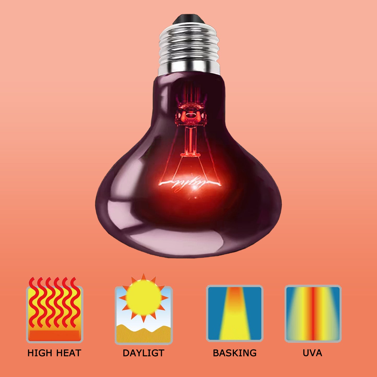 HARTOMPET Reptile Night Light Bulb - Simulated Moonlight & Purple Heat Lamp for Reptiles and Amphibians - Perfect UVA Basking Light for Bearded Dragons, Lizards and Aquatic Tanks