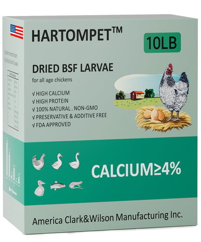HARTOMPET Better Than Dried Mealworms for Chickens 10 lbs - 85X Calcium Than MealWorms - Non-GMO Chicken Feed Additive & Molting Supplement - black soldier fly larvae Treats for Hens, Ducks, Wild Bird