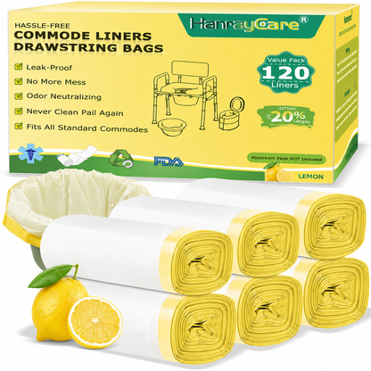 HanrayCare Commode Liners -  Disposable Bags for Commode Chairs & Bedpan, Leak-Proof & Universal Fit Portable Potty Liners – Simplify Cleanup for Seniors & Disabled