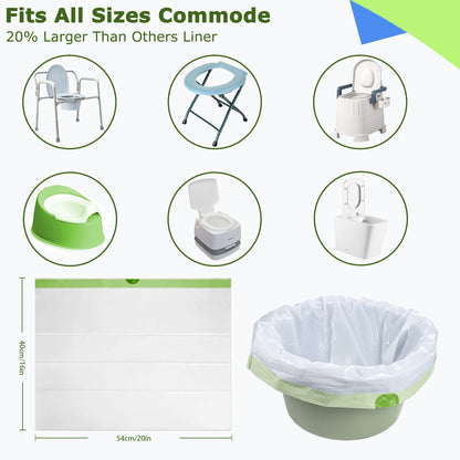 HanrayCare Commode Liners -  Disposable Bags for Commode Chairs & Bedpan, Leak-Proof & Universal Fit Portable Potty Liners – Simplify Cleanup for Seniors & Disabled