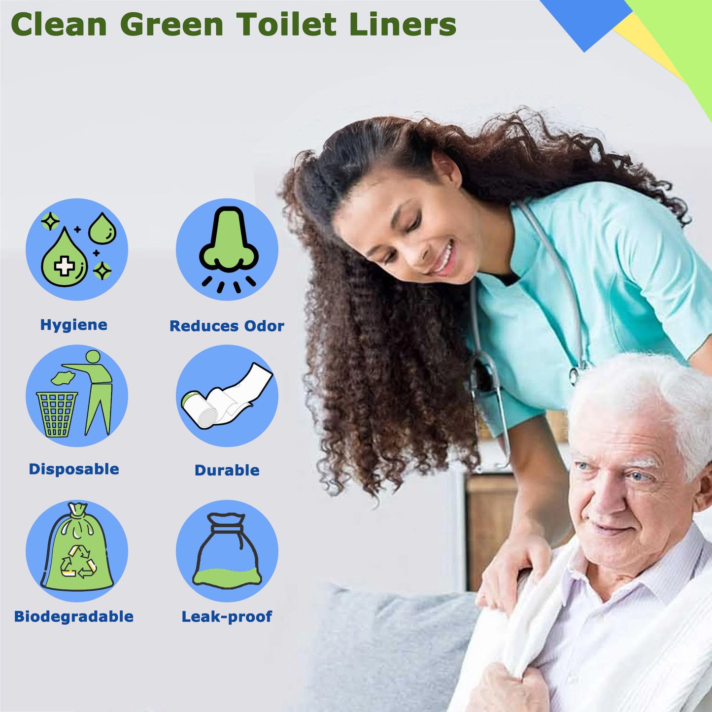 HanrayCare Commode Liners -  Disposable Bags for Commode Chairs & Bedpan, Leak-Proof & Universal Fit Portable Potty Liners – Simplify Cleanup for Seniors & Disabled
