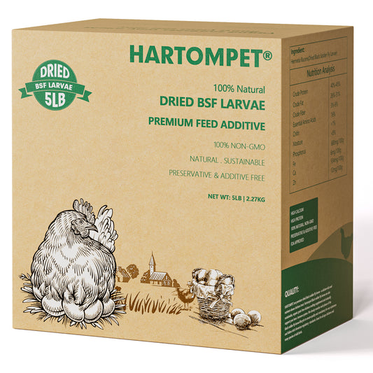 HARTOMPET Premium Dried Black Soldier Fly Larvae for Chickens, Non-GMO & High-Protein | Top Grade