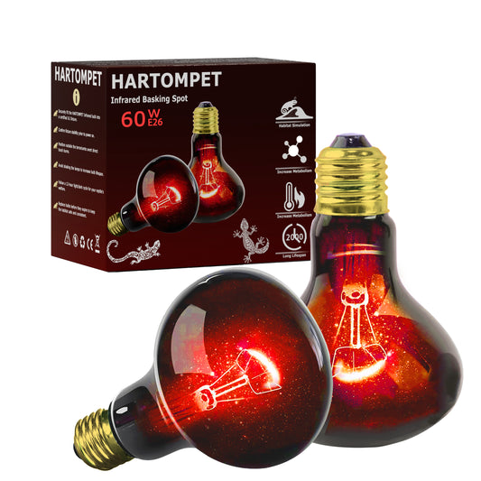 HARTOMPET Infrared Basking Spot Light Bulbs for Reptiles&Amphibians,Suitable for Bearded Dragons, Snakes, Turtles&Lizards, Red Heat Lamp Bulbs Ideal for Pet Brooders,Reptile Terrarium&Turtle Tank