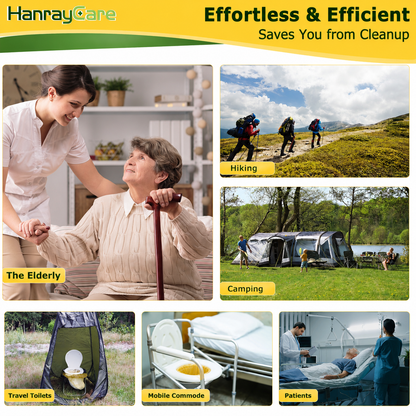 HanrayCare Commode Liners -  Disposable Bags for Commode Chairs & Bedpan, Leak-Proof & Universal Fit Portable Potty Liners – Simplify Cleanup for Seniors & Disabled