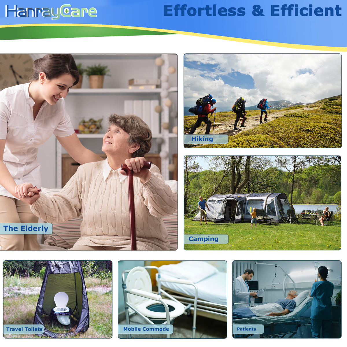 HanrayCare Commode Liners -  Disposable Bags for Commode Chairs & Bedpan, Leak-Proof & Universal Fit Portable Potty Liners – Simplify Cleanup for Seniors & Disabled