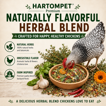 HARTOMPT Chili Herb Mix Feed Topper for Chickens, Egg-Safe Herbal Blend with Garlic, Thyme & Rosemary, Rich Golden Egg Yolks, for Hens, Ducks, Turkeys, Quails & Geese,Daily Poultry Feed Add-On