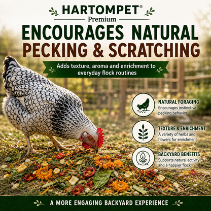 HARTOMPT Chili Herb Mix Feed Topper for Chickens, Egg-Safe Herbal Blend with Garlic, Thyme & Rosemary, Rich Golden Egg Yolks, for Hens, Ducks, Turkeys, Quails & Geese,Daily Poultry Feed Add-On