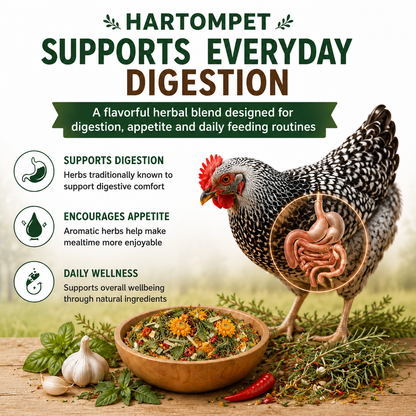 HARTOMPT Chili Herb Mix Feed Topper for Chickens, Egg-Safe Herbal Blend with Garlic, Thyme & Rosemary, Rich Golden Egg Yolks, for Hens, Ducks, Turkeys, Quails & Geese,Daily Poultry Feed Add-On