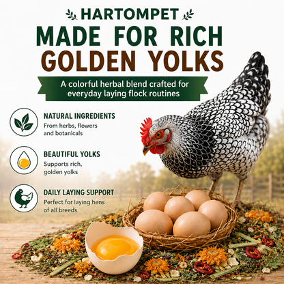 HARTOMPT Chili Herb Mix Feed Topper for Chickens, Egg-Safe Herbal Blend with Garlic, Thyme & Rosemary, Rich Golden Egg Yolks, for Hens, Ducks, Turkeys, Quails & Geese,Daily Poultry Feed Add-On