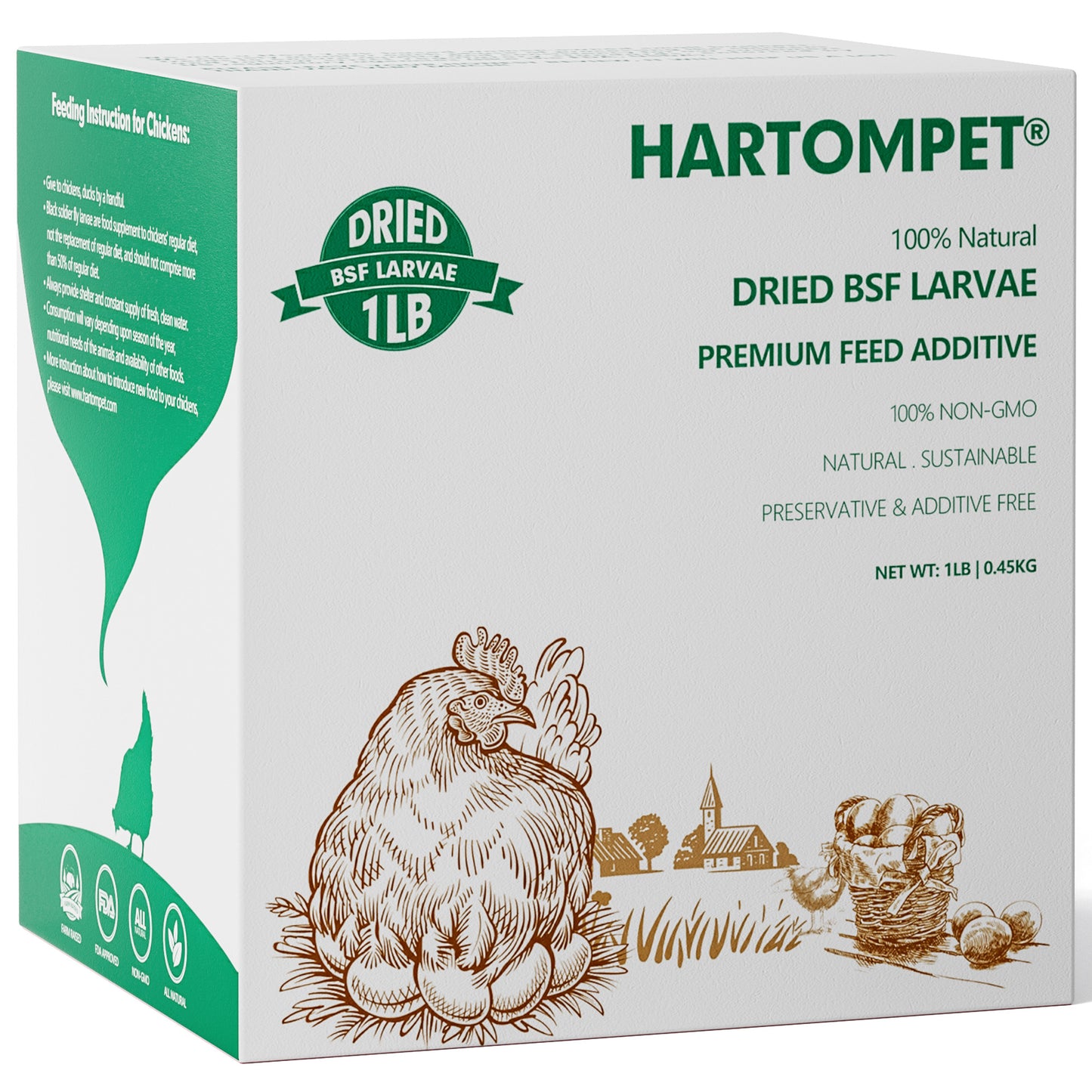 HARTOMPET Dried Black Soldier Fly Larvae - Non-GMO - All Natural