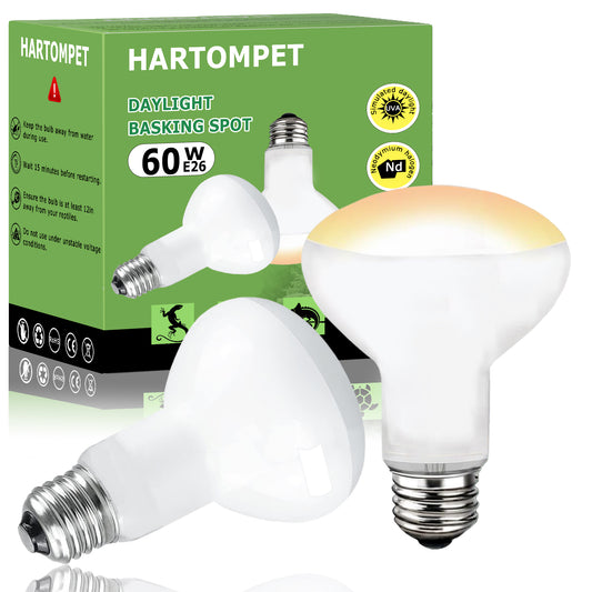 HARTOMPET E26 Reptile Heat Lamp Bulbs, UVA Basking Spot Light for Bearded Dragon, Lizard, Tortoise, Chicks, Other Reptiles & Amphibians - Simulated Natural Sunlight Terrarium Heat Lamps | 2 Pack