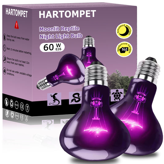 HARTOMPET Reptile Night Light Bulb - Simulate Natural Moonlight for Bearded Dragons, Lizards, Snakes, and Amphibians - UVA Basking Lamp for Aquariums & Tanks, Enhance Health and Activity