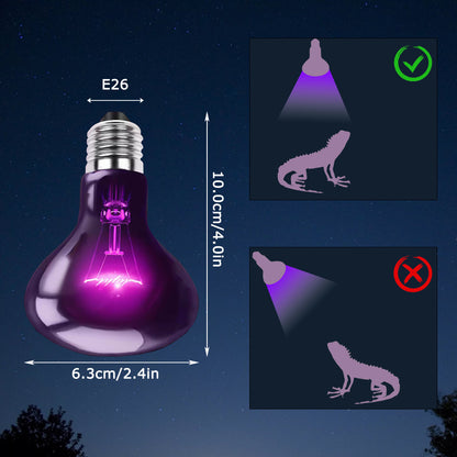 HARTOMPET Reptile Night Light Bulb - Simulate Natural Moonlight for Bearded Dragons, Lizards, Snakes, and Amphibians - UVA Basking Lamp for Aquariums & Tanks, Enhance Health and Activity