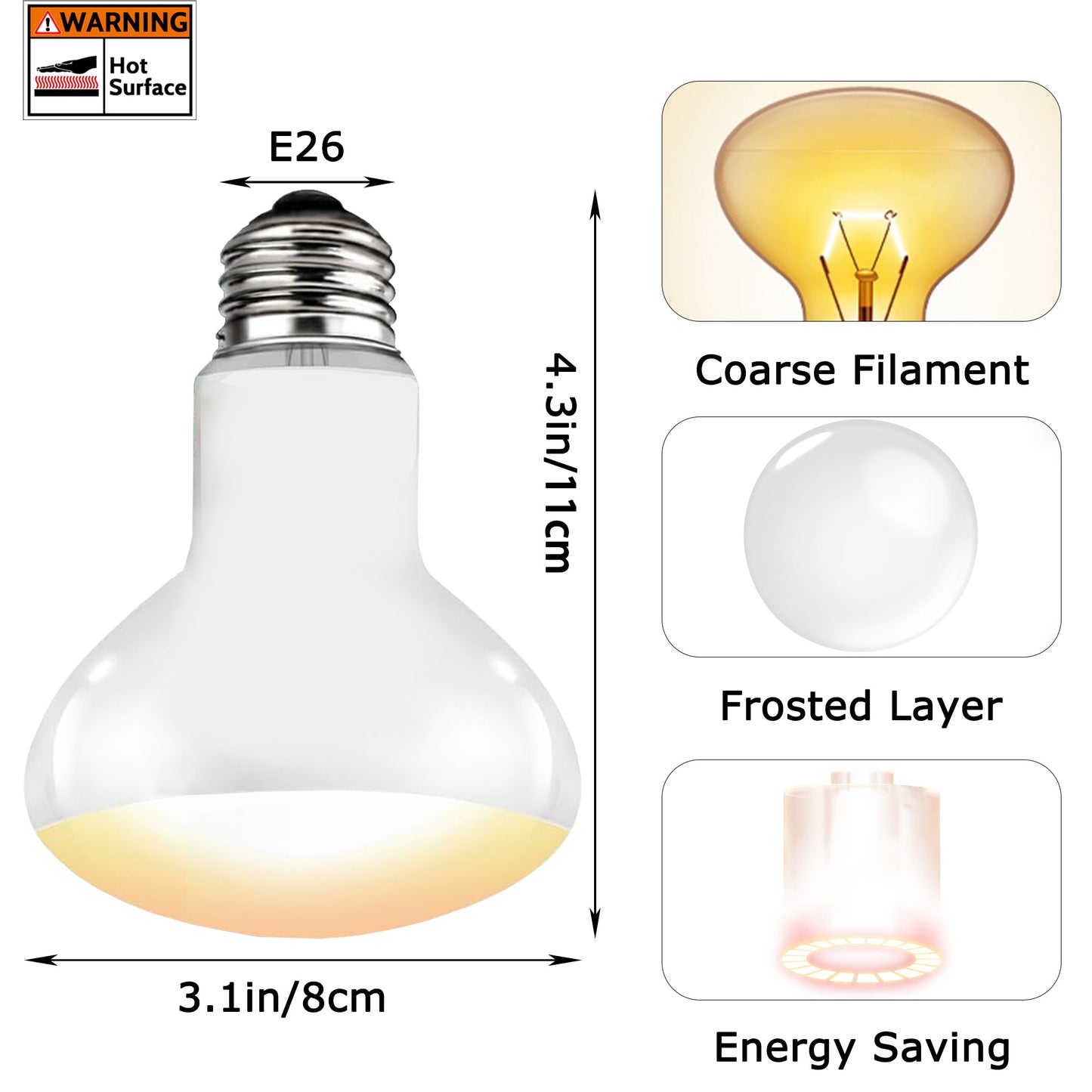 HARTOMPET E26 Reptile Heat Lamp Bulbs, Upgraded UVA Basking Spot Light for Bearded Dragon, Lizard, Tortoise, chicks & Amphibians - Simulated Natural Sunlight, Daylight Bulb fot Terrarium | 2 Pack